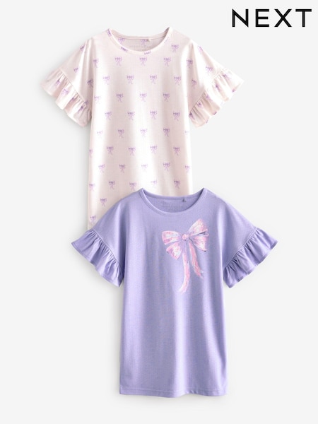 White/Blue Bow Nighties 2 Pack (3-16yrs) (B23974) | €31 - €40