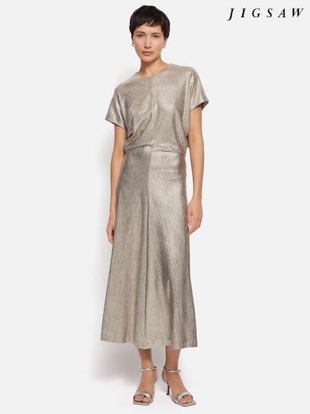 Jigsaw Gold Metallic Maxi Dress (B24058) | €126