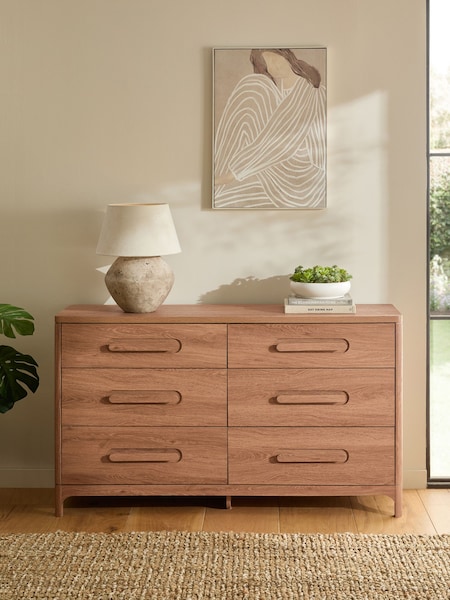 Mid Natural Nolan Oak Effect 6 Drawer Chest of Drawers (B24093) | €610
