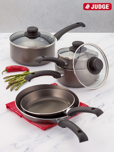 Judge Pewter Everyday 5 Piece Non-Stick Saucepan Set (B24145) | €102