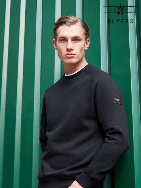 Flyers Mens Loose Fit Black Sweatshirt (B24165) | ‏251‏₪