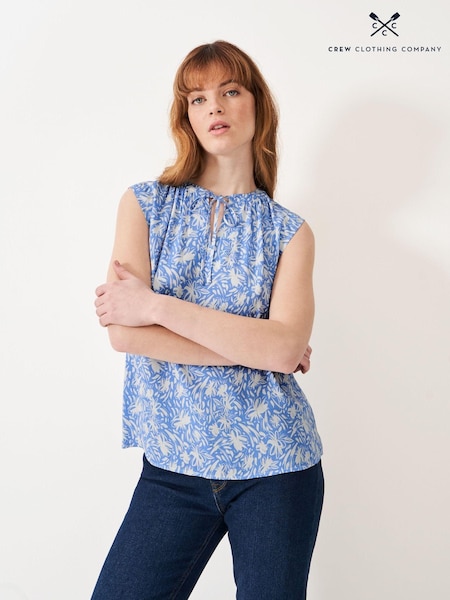 Синий - Crew Clothing Tie Neck Sleeveless Blouse (B24213) | €20