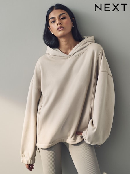 Vaaleanruskea - Soft Touch Cosy Fleece Lined Heavyweight Longline Hoodie (B24253) | €50