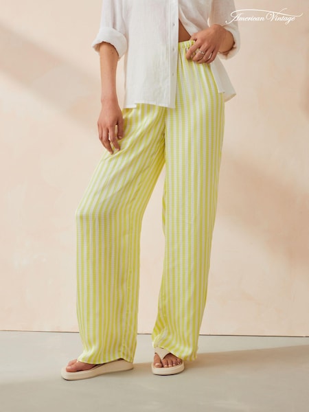 American Vintage Green Shaning Straight Striped 100% Cotton Trousers (B24263) | €99