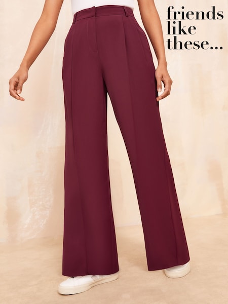 Friends Like These Premium Wide Leg Smart Trousers (B24327) | 132 LEI