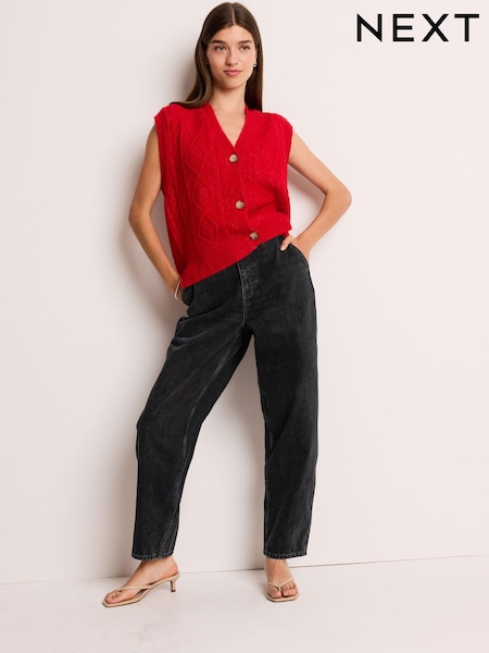 Black 100% Cotton Balloon Barrel Jeans (B24477) | €31