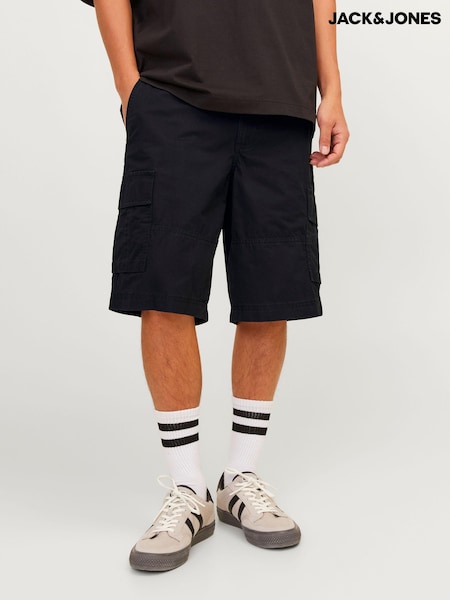 Черный - JACK & JONES 100% Cotton Cargo Utility Shorts (B24490) | €10