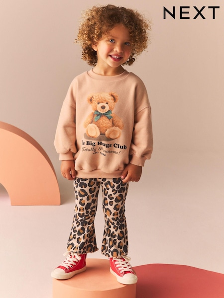 Brown Teddy Sweatshirt and Flare Leggings Set (3mths-7yrs) (B24638) | 618 UAH - 782 UAH