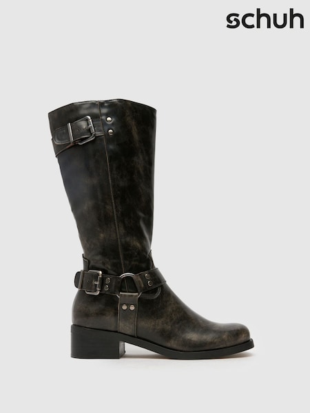 Schuh Amina Hardare Biker Black Boots (B24664) | 447 LEI