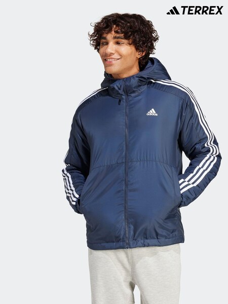 Темно-синий - adidas Terrex Essentials 3-Stripes Insulated Hooded Jacket (B24757) | €49