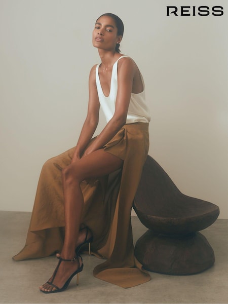 Reiss Toffee Amara Drape Front Maxi Skirt (B24833) | €428