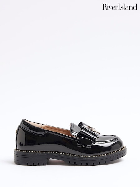 Negru crom - River Island Fete Fundă Mocasini (B24838) | 130 LEI