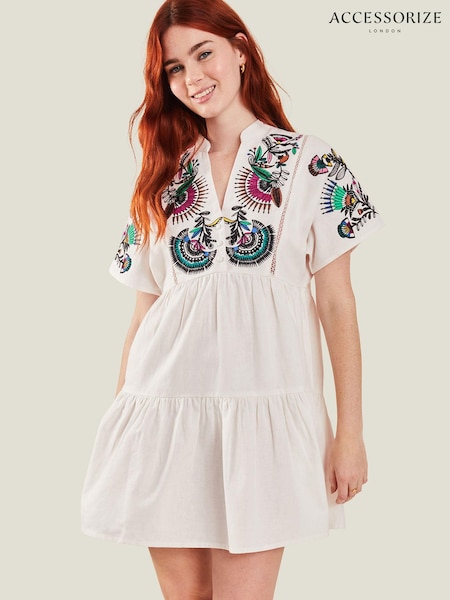 Accessorize White Fan Embroidered Cover-Up Dress (B24856) | €27