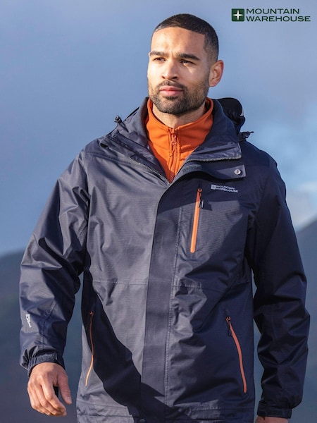 כחול כהה - Mountain Warehouse Mens Bracken Extreme 3 In 1 Waterproof Jacket (B24903) | ‏805‏₪