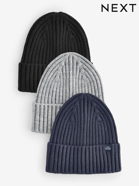 Black/Navy/Grey Knitted Beanies 3 Pack (1-16yrs) (B24980) | €12 - €25