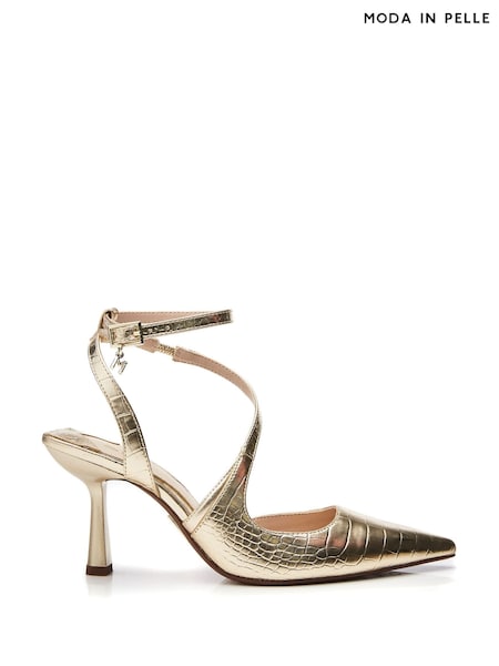 Aur - Pantofi cu baretă și toc mic Moda in Pelle Auriu Cyanna (B25056) | 318 LEI