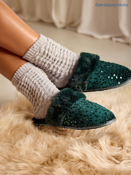 Bath & Body Works Green Sparkle Mule Slippers (B25114) | €11