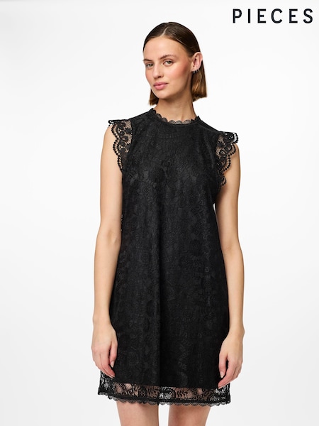 PIECES Black Lace Detail Dress (B25165) | €22