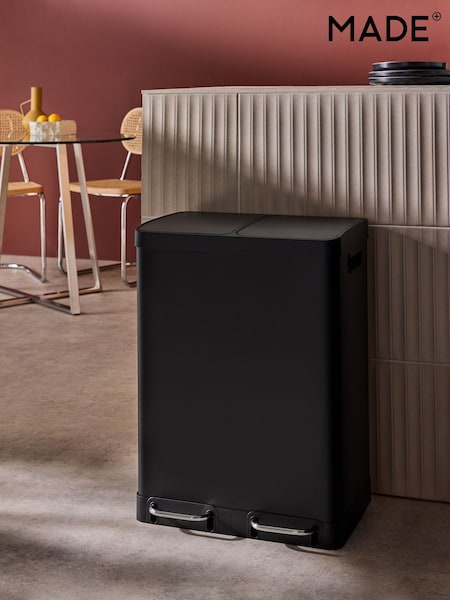 MADE.COM Black 2 Section 60 Litre Recycling and Waste Colter Bin (B25231) | €184