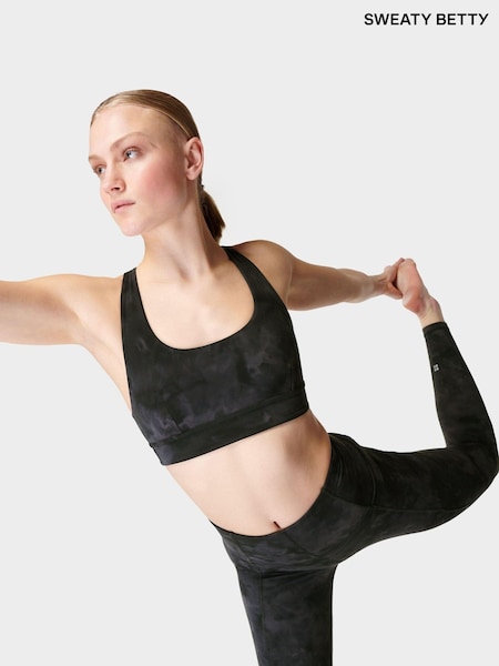 Sweaty Betty Black Spray Dye Print Super Soft Reversible Bra (B25245) | €36