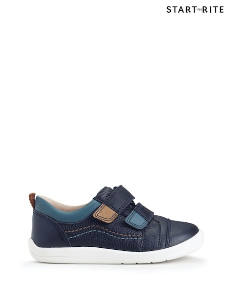 Темно-синий - Start Rite Playhouse Leather Rip Tape Trainer Shoes (B25257) | €60