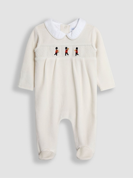 JoJo Maman Bébé Grey London Guard Smocked Velour All-In-One (B25286) | €37