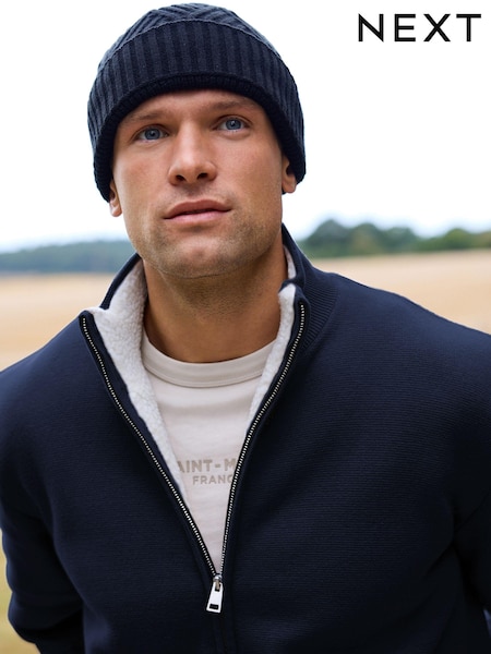Mornarsko modra - Regular Fit 100% Cotton Premium Zip-Through Jumper (B25343) | € 43