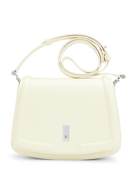 BOSS Cream Leather Saddle Bag With Signature Hardware and Monogram (B25610) | €191