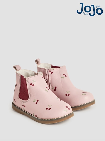 JoJo Maman Bébé Pretty Cherry Print Leather Chelsea Boots (B25618) | 63 € - 69 €