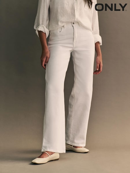 ONLY White Juicy High Waisted Wide Leg Jeans (B25729) | €21