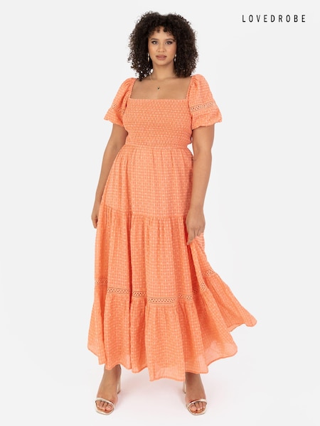 Shirring Front Tiered Midaxi Dress With Trim Detail (B25895) | €46