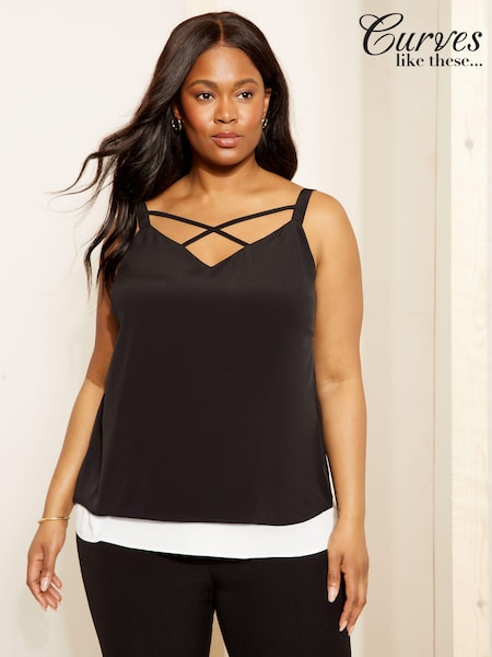 Curves Like These Cross Front V Neck Cami Top (B25902) | 11 €