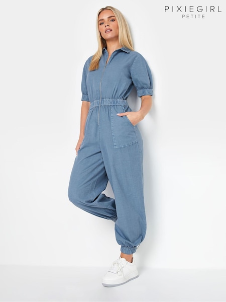 PixieGirl Petite Short Sleeve Zip Through 100% Cotton Jumpsuit (B25906) | €61