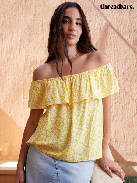 Threadbare Yellow Off The Shoulder Bardot Top (B25993) | €17