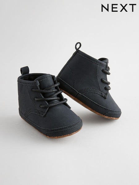 أسود - Lace-Up Baby Boots (0-24mths) (B26114) | ‏31 ر.ق.