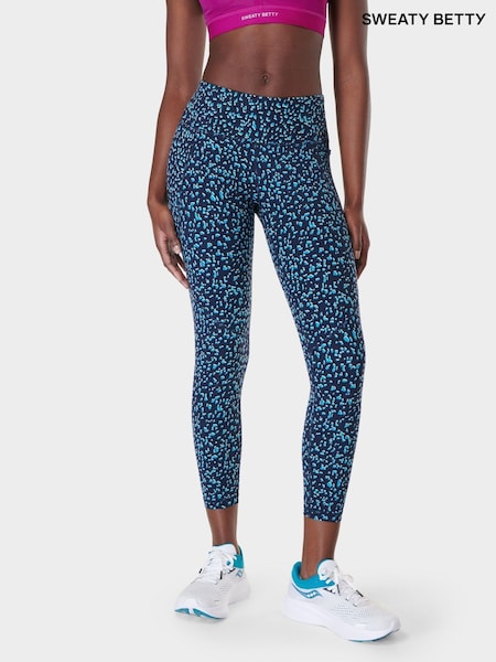 Sweaty Betty Blue Abstract Markings Print 7/8 Length Power Workout Leggings (B26242) | €56