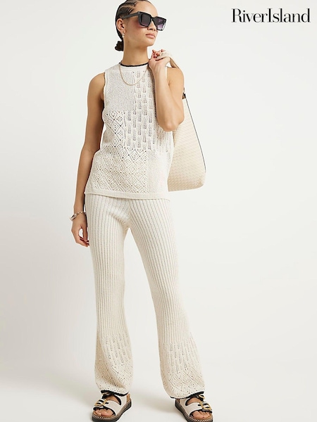 Кремовый - River Island Block Stitch Tabard Vest (B26246) | €10