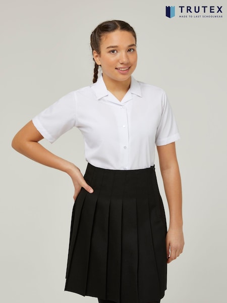 Trutex White Revere Collar Regular Fit Short Sleeve 2 Pack School Shirts (B26462) | 31 € - 34 €