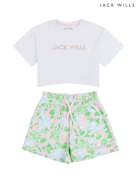 Jack Wills Girls Floral 100% Cotton T-Shirt And Shorts Set (B26499) | 57 € - 68 €