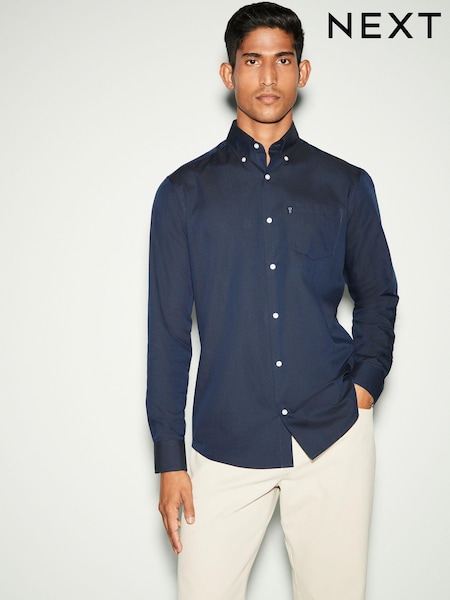 Navy Blue Slim Fit Button Down Easy Iron Oxford Shirt (B26583) | €28