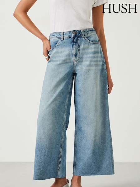 Hush Blue Abi Cropped Wide Leg 100% Cotton Jeans (B26598) | €70