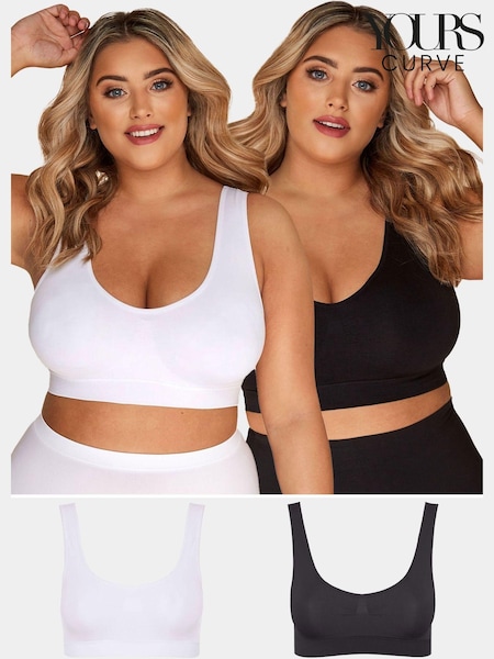 Yours Curve Black Seamless Unpadded Bra 2 Pack (B26611) | €32