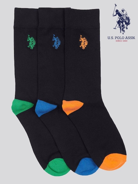 U.S. Polo Assn. Black Mens Smart Socks 3 Pack (B26634) | €25