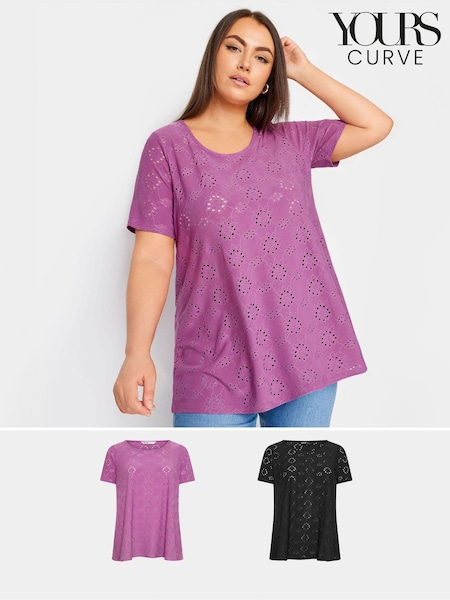 Yours Curve Broderie Swing T-Shirt 2 Pack (B26638) | €18