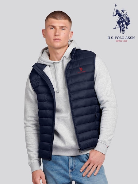 U.S. Polo Assn. Blue Mens Bound Quilted Gilet (B26660) | €106