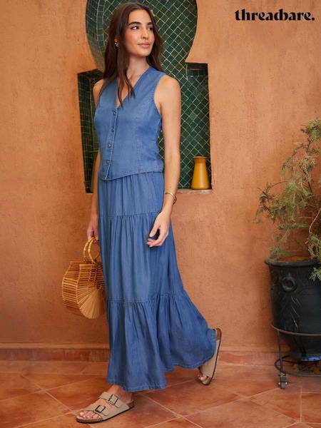 Threadbare Blue Chambray Waistcoat (B26753) | €21