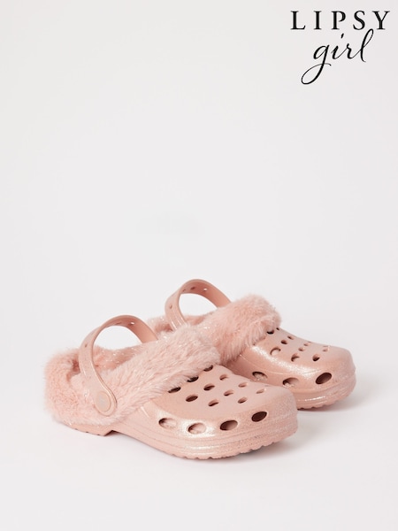 Lipsy Fleece Lined Faux Fur Slip On Clog Slippers (B26909) | 81 LEI - 104 LEI