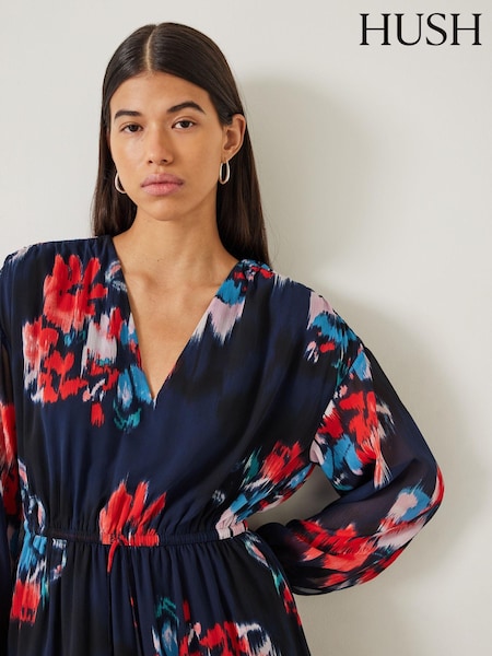 Hush Black Clarette Maxi Chiffon Blurred Floral Dress (B26971) | €49