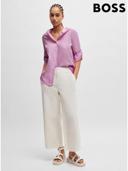 BOSS Purple Regular-Fit Blouse in Cotton-Blend Chambray (B27020) | €51