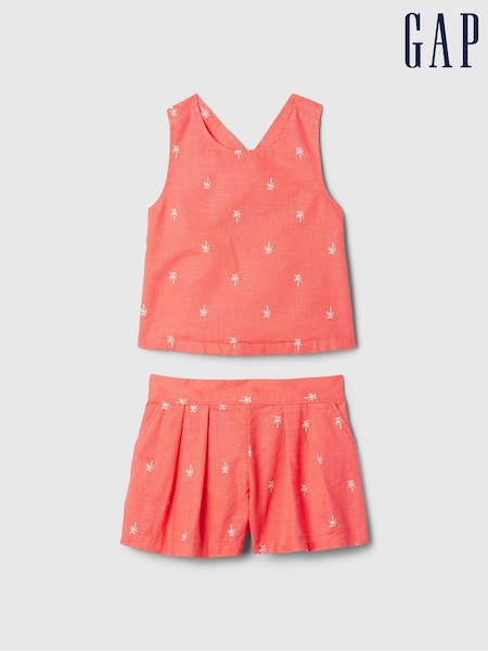 Gap Red Linen Cotton Vest Top and Shorts Set (12mths-5yrs) (B27041) | €17